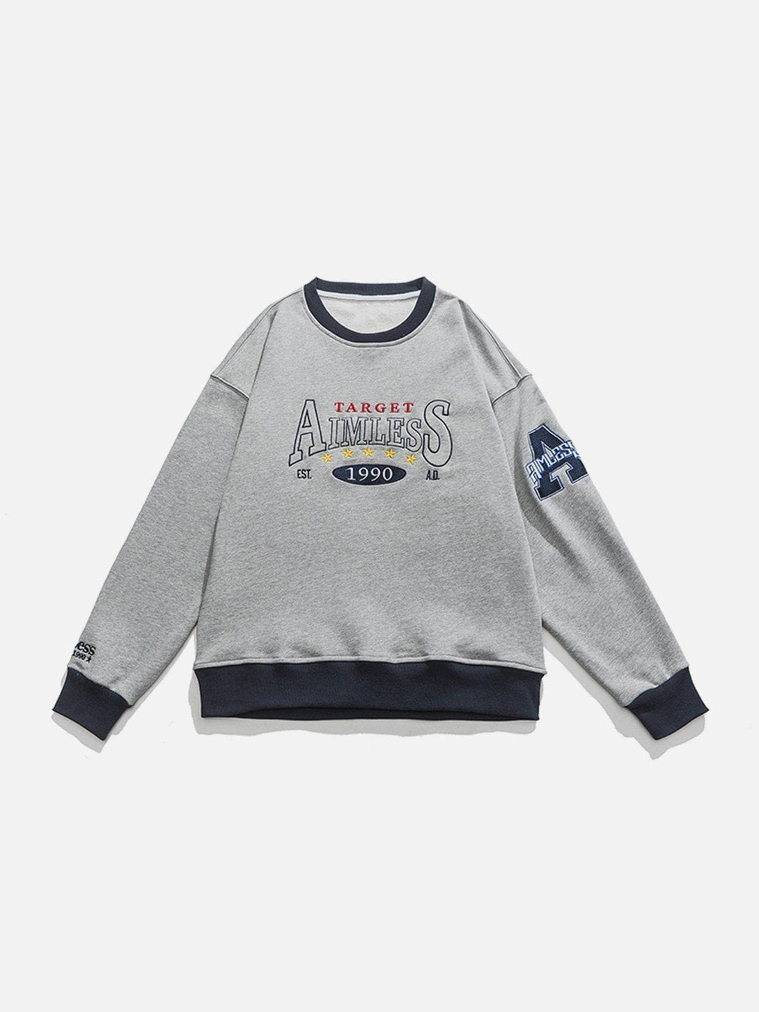 Lacezy - Letter Embroidery Patchwork Sweatshirt- Streetwear Fashion - lacezy.com