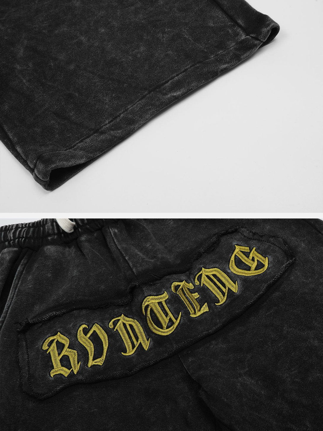 Lacezy - Letter Embroidery Shorts- Streetwear Fashion - lacezy.com