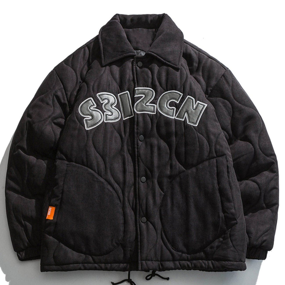 Lacezy - Letter Embroidery Winter Coat- Streetwear Fashion - lacezy.com