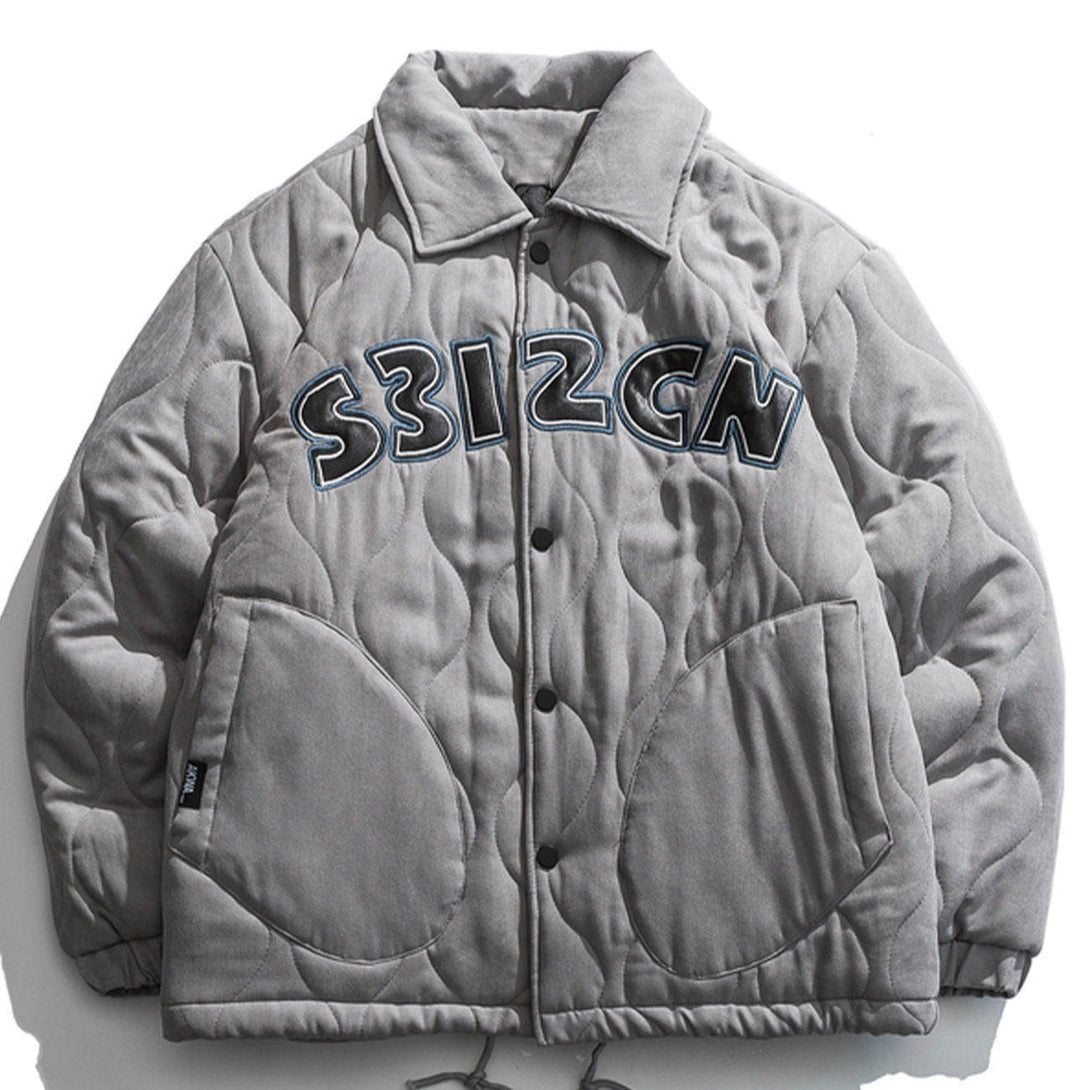 Lacezy - Letter Embroidery Winter Coat- Streetwear Fashion - lacezy.com