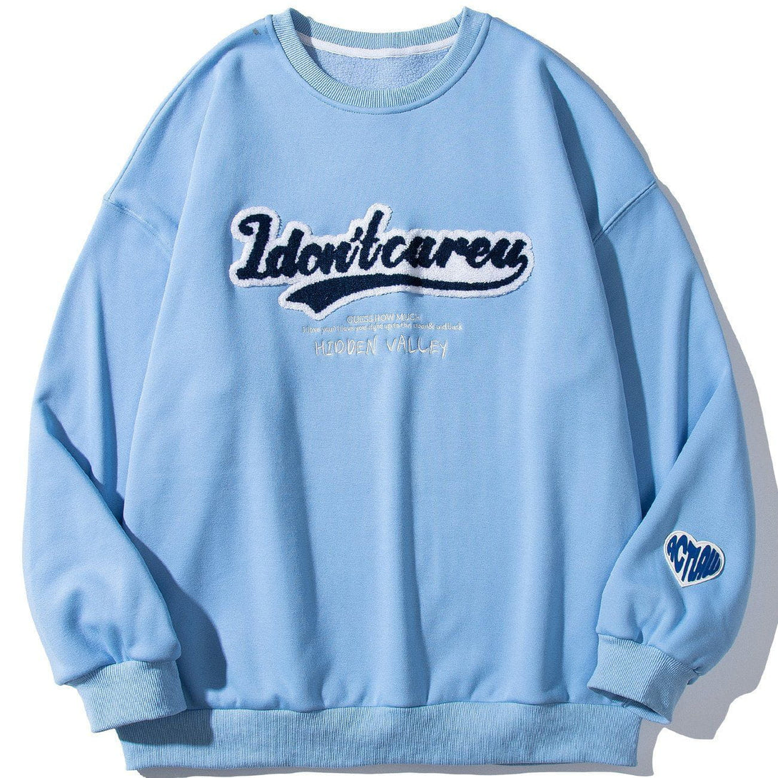 Lacezy - Letter Flocked Sweatshirt- Streetwear Fashion - lacezy.com