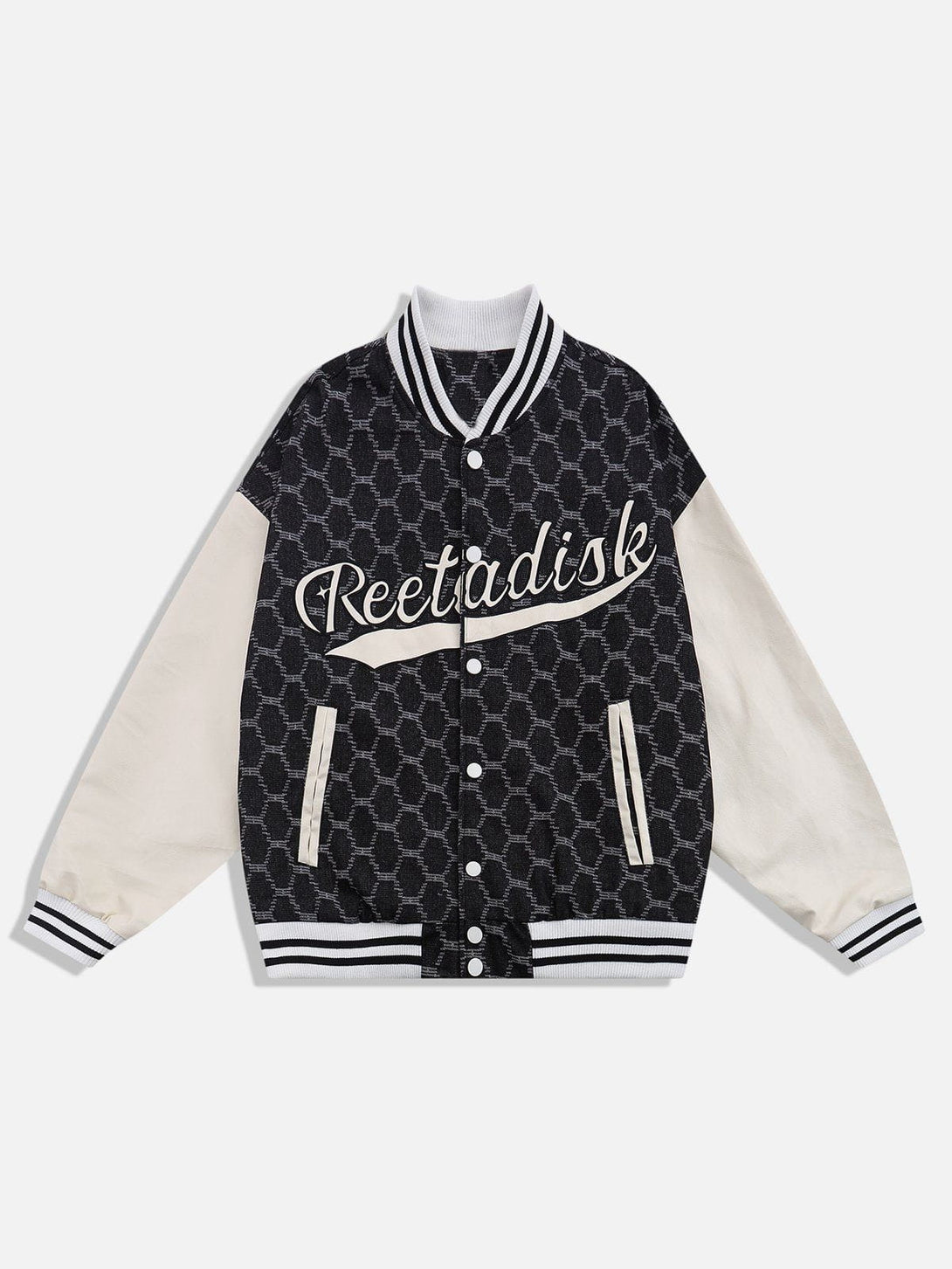 Lacezy - Letter Grid Patchwork Jacket- Streetwear Fashion - lacezy.com