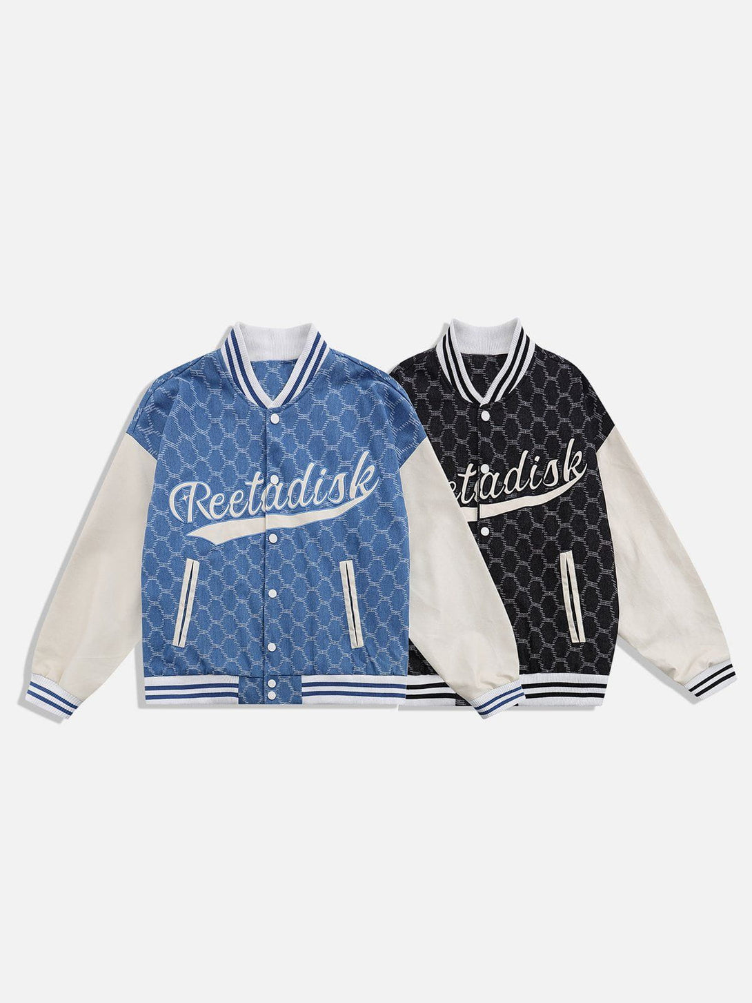 Lacezy - Letter Grid Patchwork Jacket- Streetwear Fashion - lacezy.com