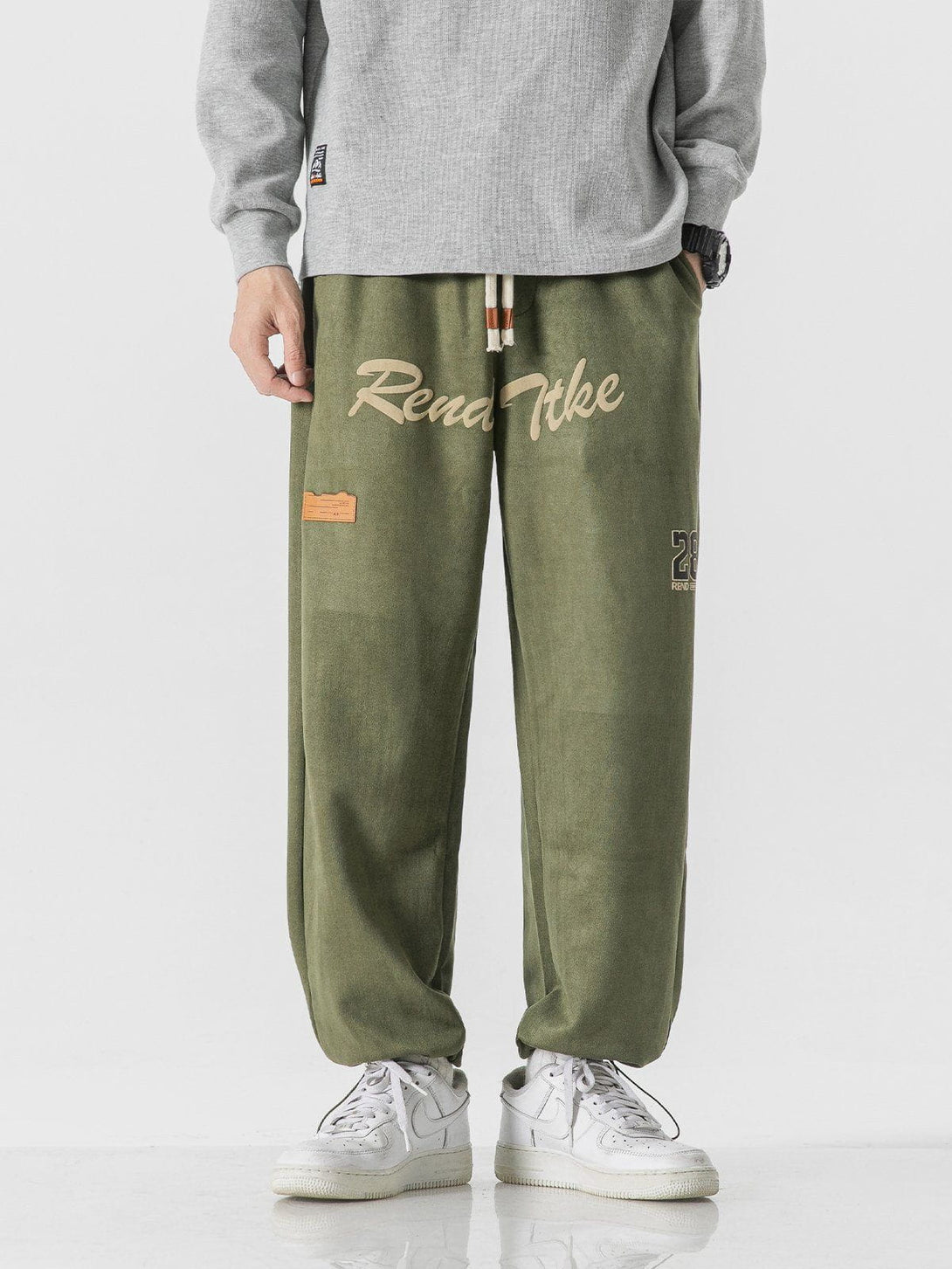 Lacezy - Letter Print Drawstring Pants- Streetwear Fashion - lacezy.com