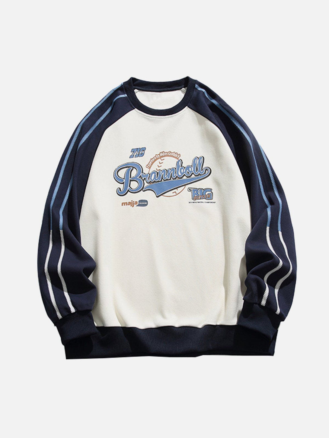 Lacezy - Letter Print Panel Side Stripe Sweatshirt- Streetwear Fashion - lacezy.com