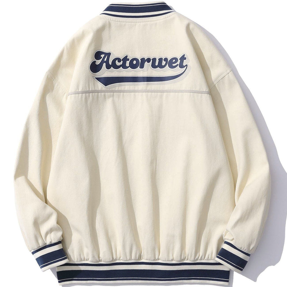 Lacezy - Letter Print Stitching Jacket- Streetwear Fashion - lacezy.com