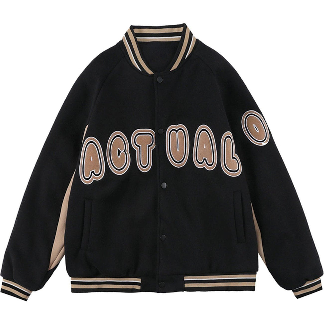 Lacezy - Letter Print Stitching Jacket- Streetwear Fashion - lacezy.com