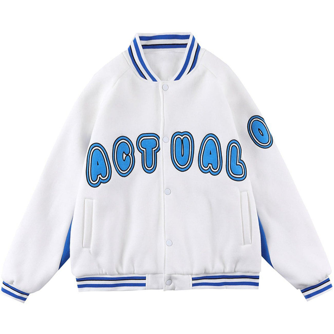 Lacezy - Letter Print Stitching Jacket- Streetwear Fashion - lacezy.com