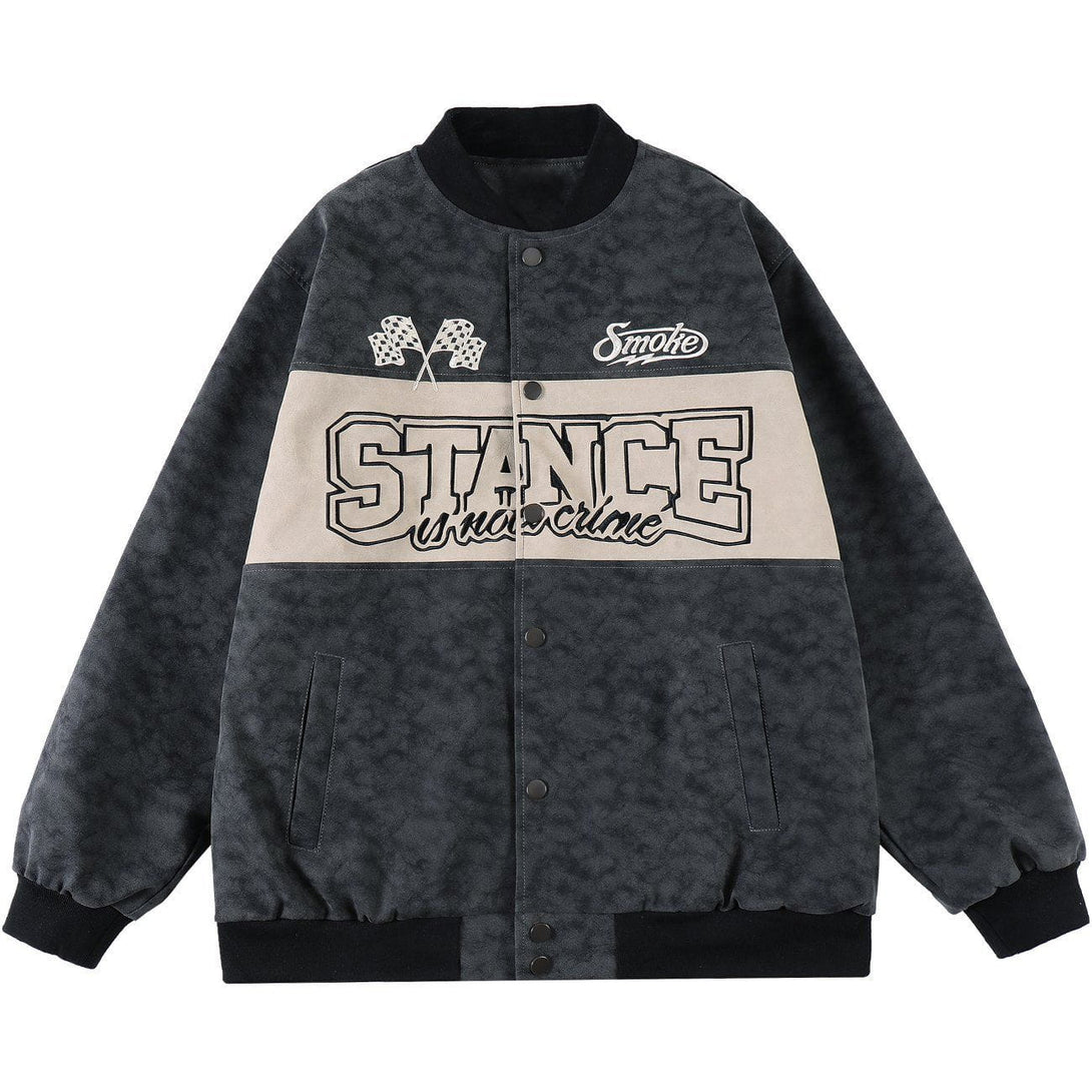 Lacezy - Letter Print Stitching Jacket- Streetwear Fashion - lacezy.com