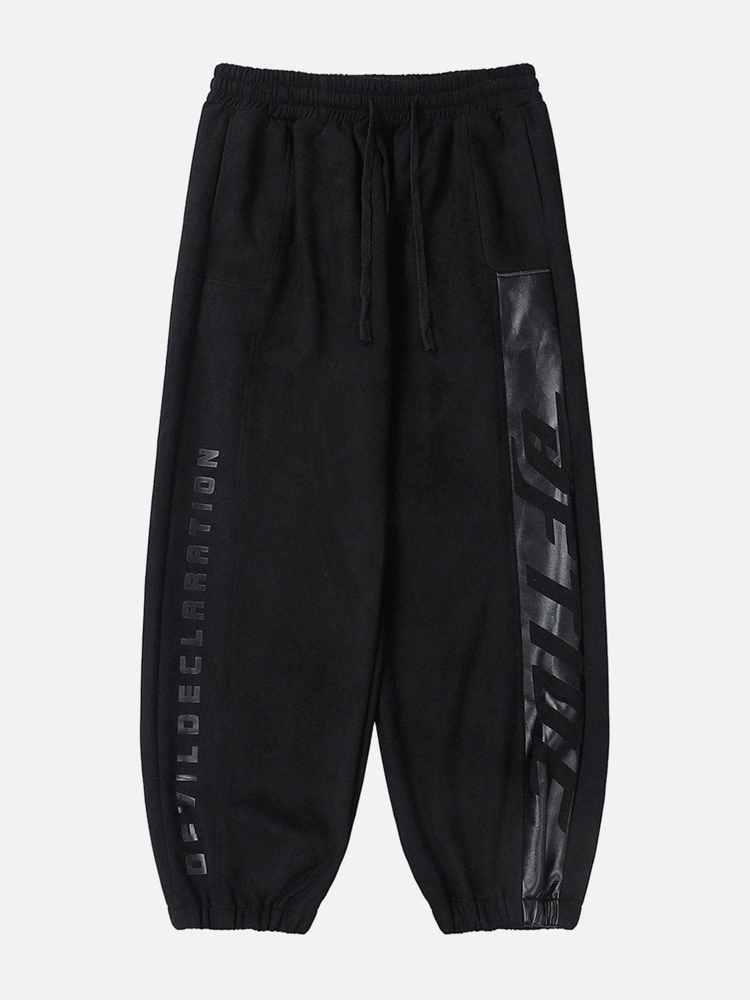 Lacezy - Letter Print Suede Pants- Streetwear Fashion - lacezy.com