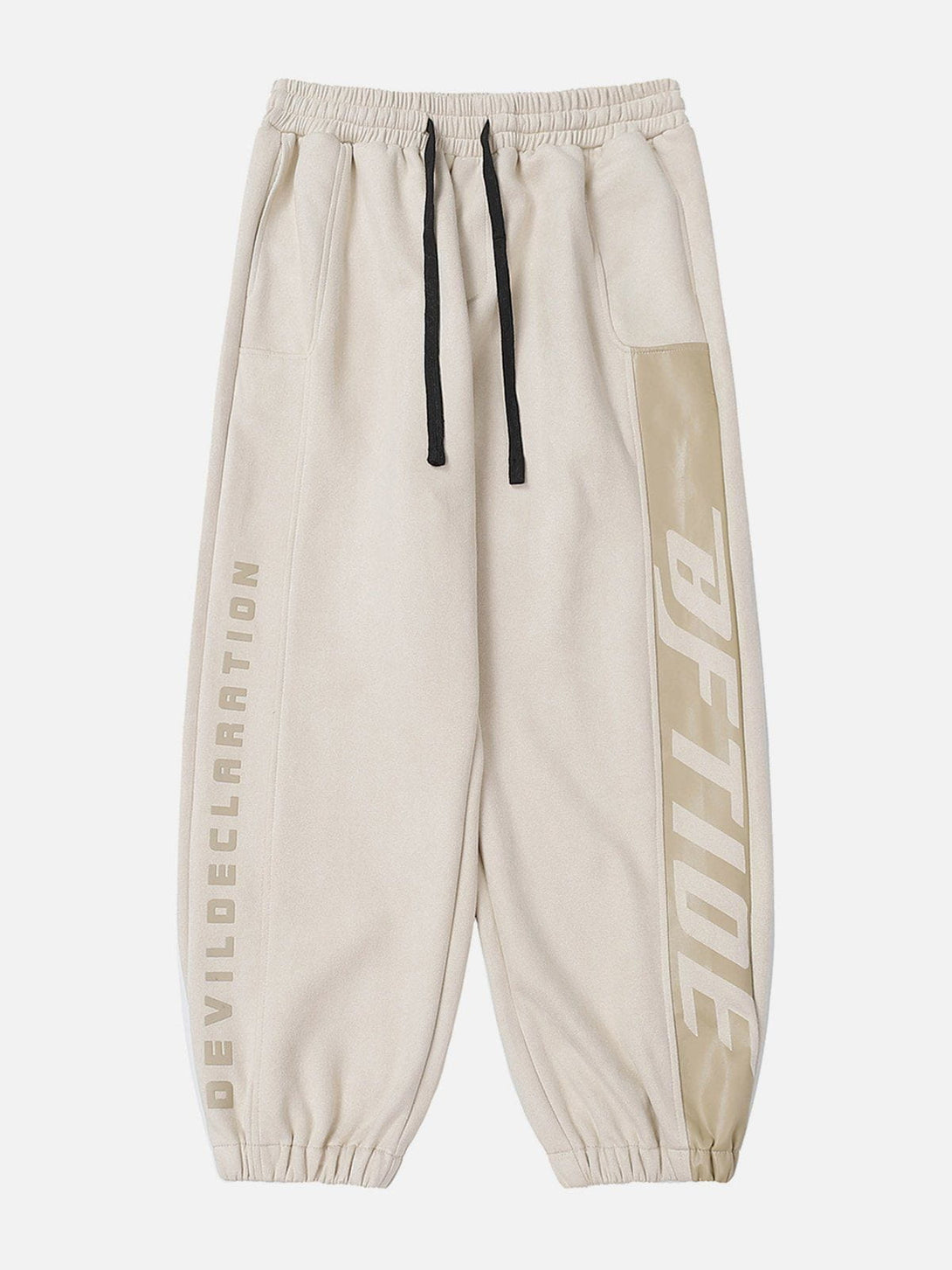 Lacezy - Letter Print Suede Pants- Streetwear Fashion - lacezy.com