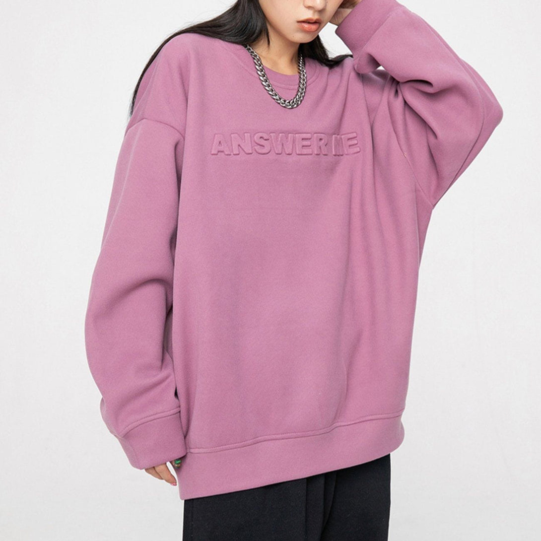 Lacezy - Letter Stamped Sweatshirt- Streetwear Fashion - lacezy.com