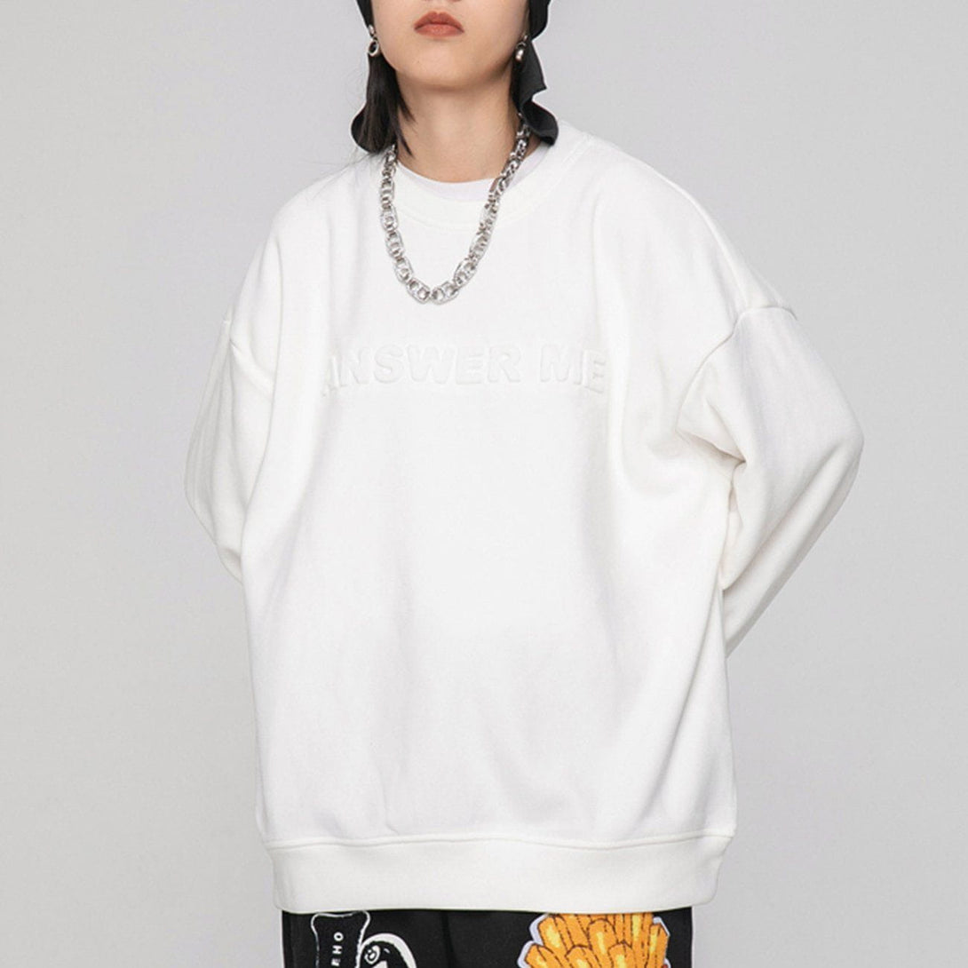 Lacezy - Letter Stamped Sweatshirt- Streetwear Fashion - lacezy.com