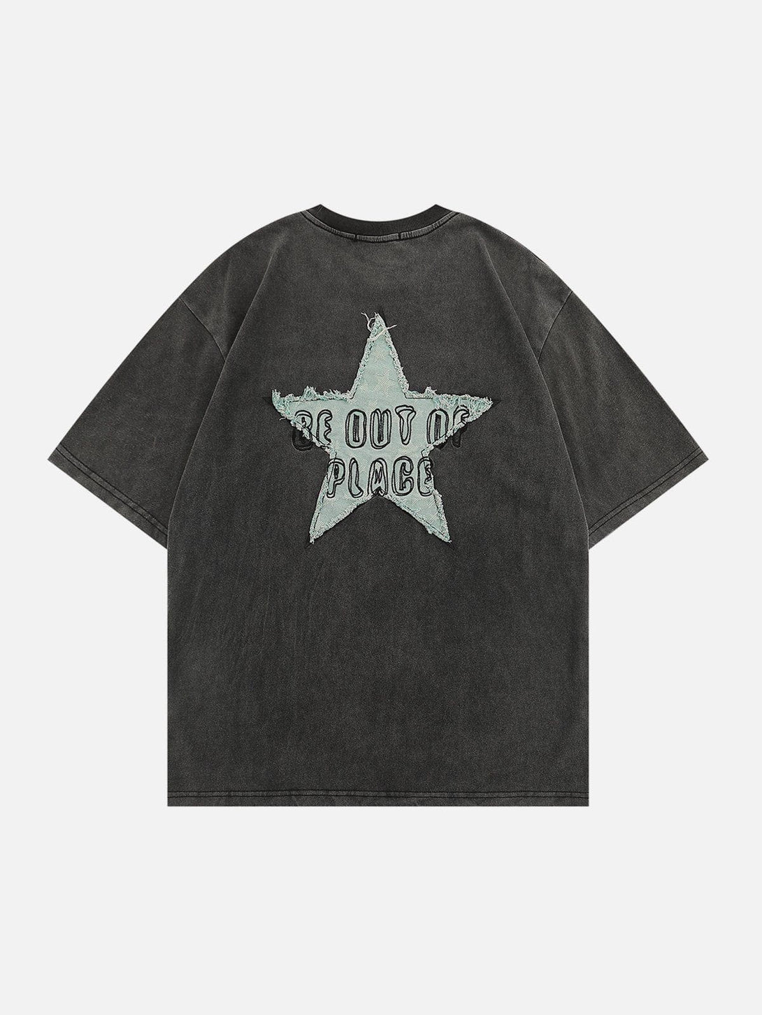 Lacezy - Letter Star Patchwork Tee- Streetwear Fashion - lacezy.com