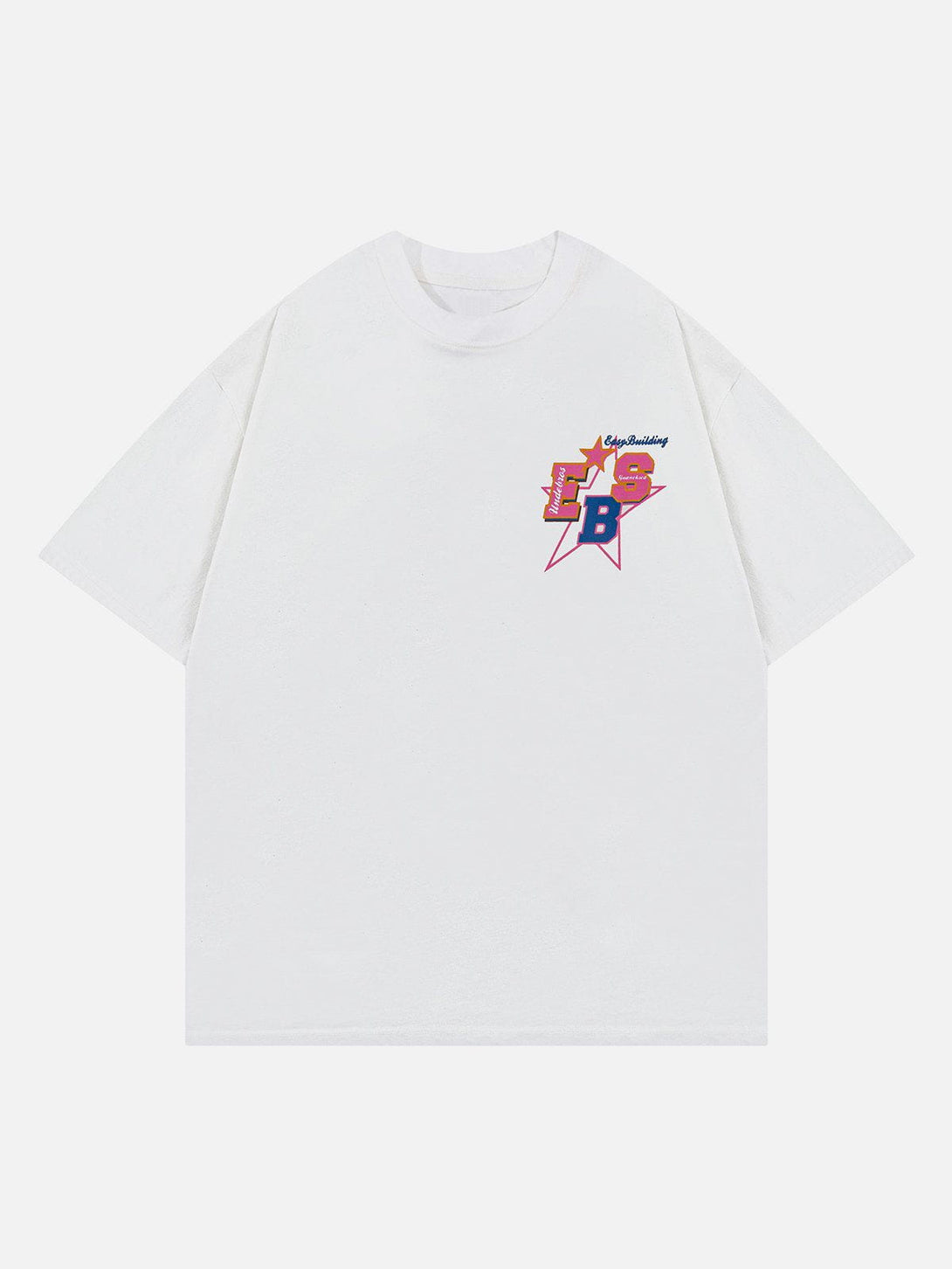 Lacezy - Letter Star Print Tee- Streetwear Fashion - lacezy.com