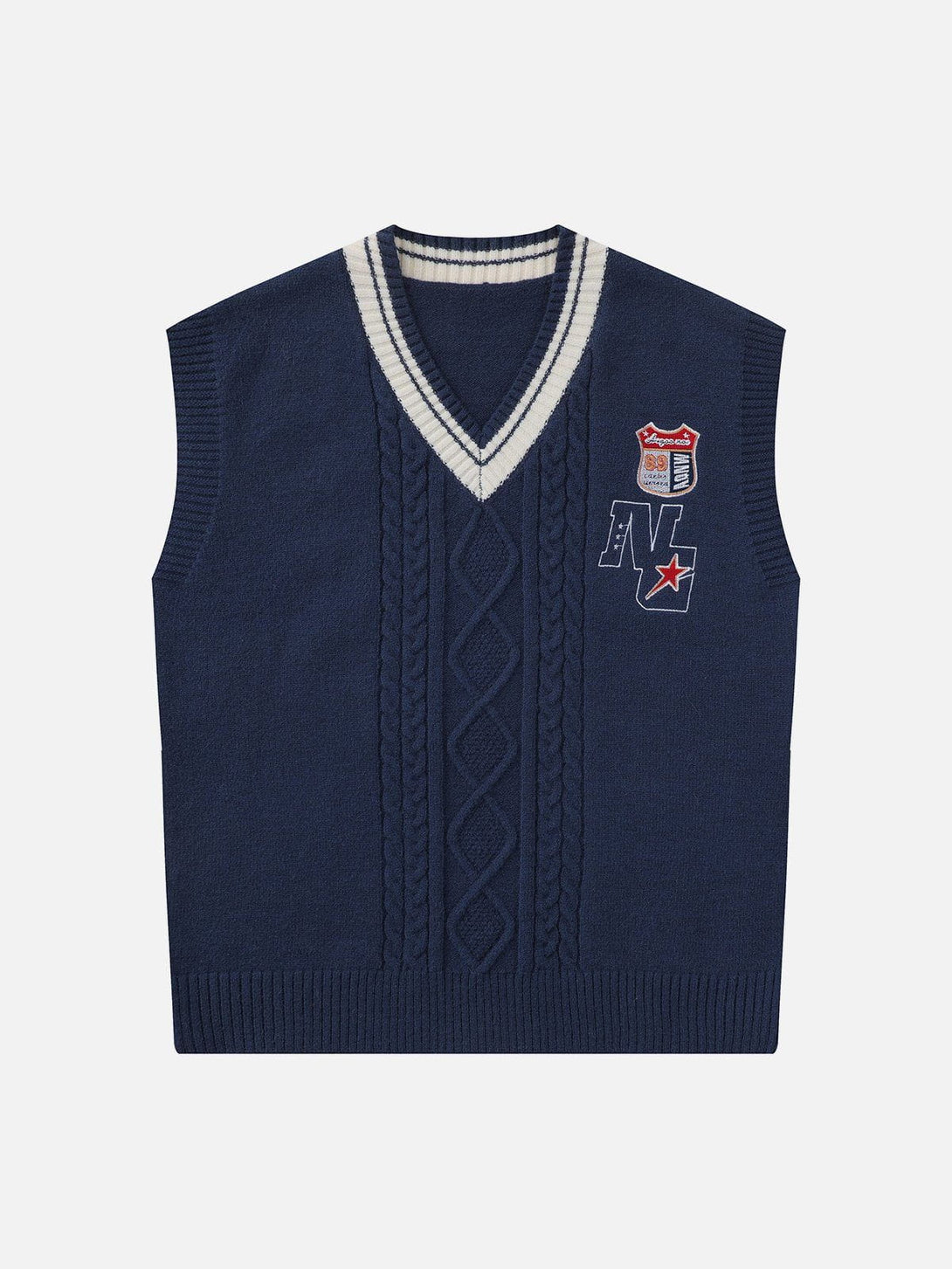 Lacezy - Lettered Star Embroidery Sweater Vest- Streetwear Fashion - lacezy.com