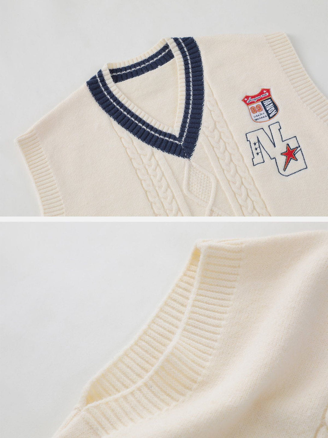 Lacezy - Lettered Star Embroidery Sweater Vest- Streetwear Fashion - lacezy.com