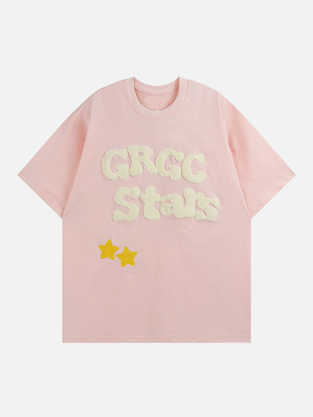 Lacezy - Lettered Star Embroidery Tee- Streetwear Fashion - lacezy.com