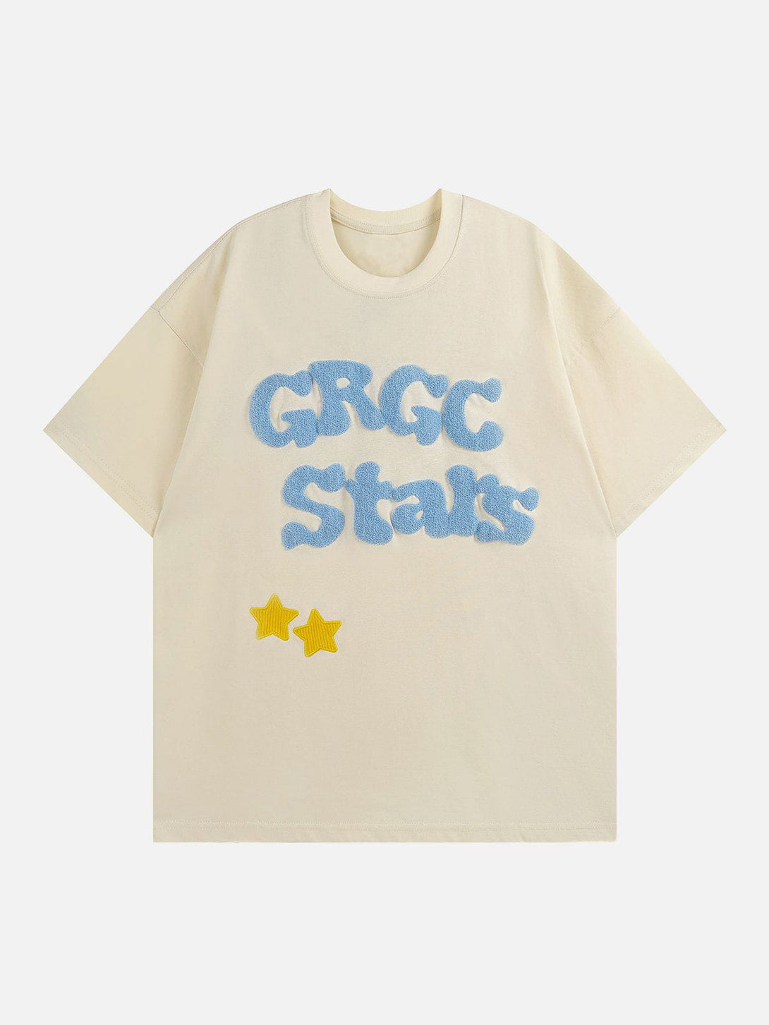 Lacezy - Lettered Star Embroidery Tee- Streetwear Fashion - lacezy.com