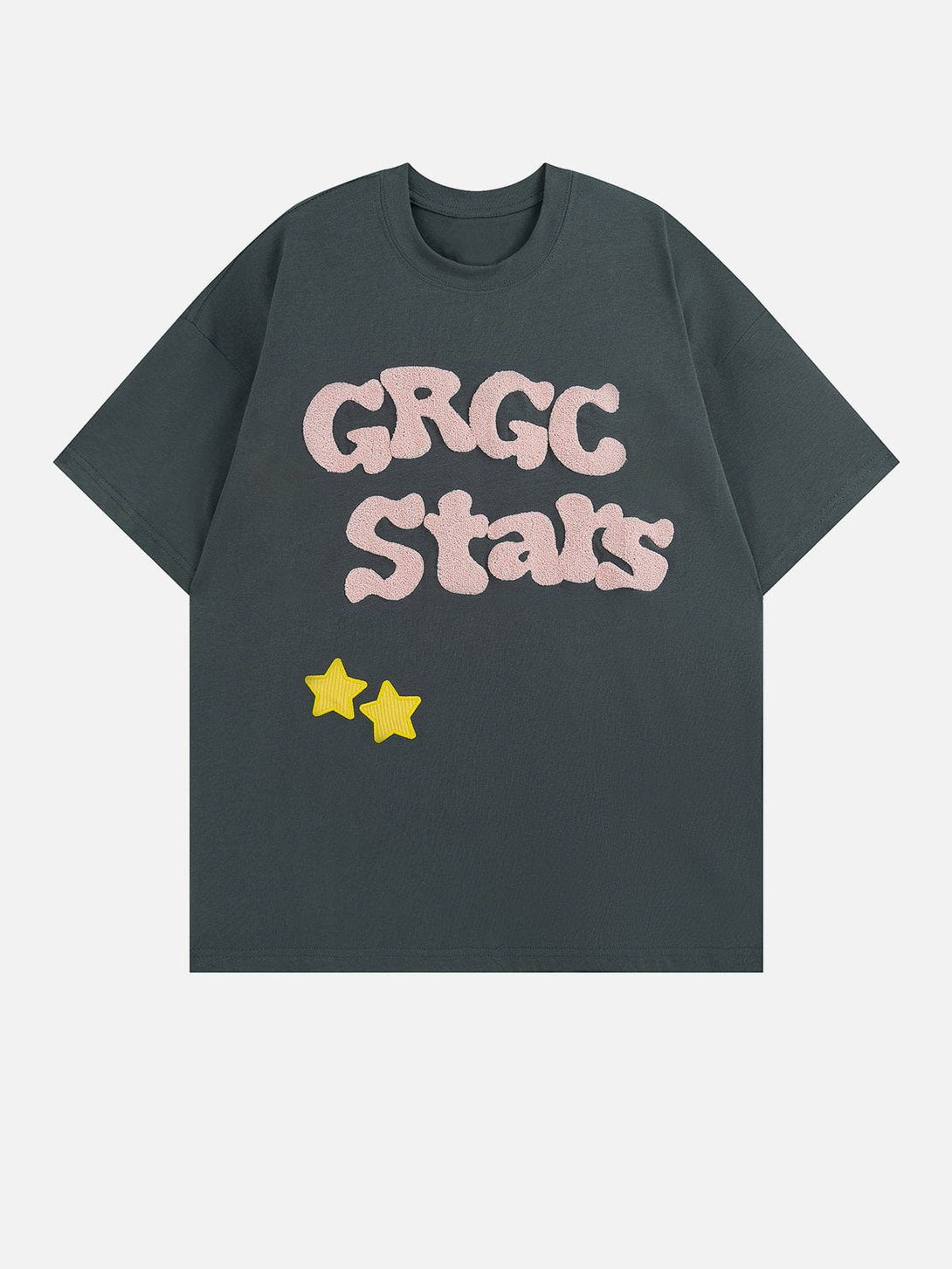 Lacezy - Lettered Star Embroidery Tee- Streetwear Fashion - lacezy.com