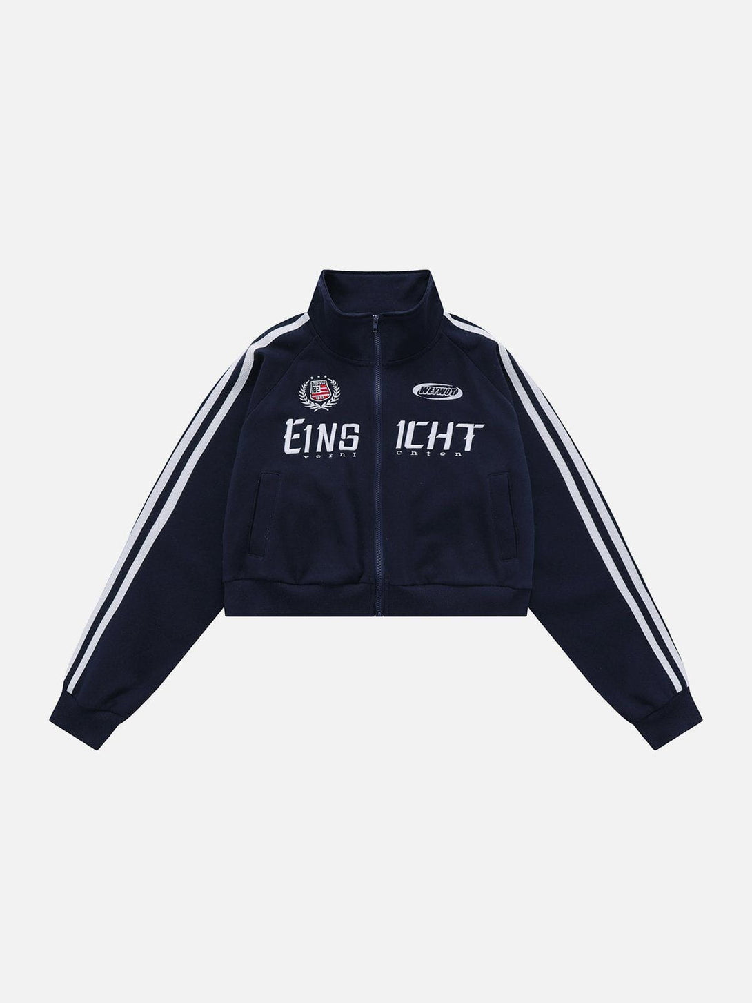 Lacezy - Lettering Embroidery Patchwork Regular Jackets- Streetwear Fashion - lacezy.com