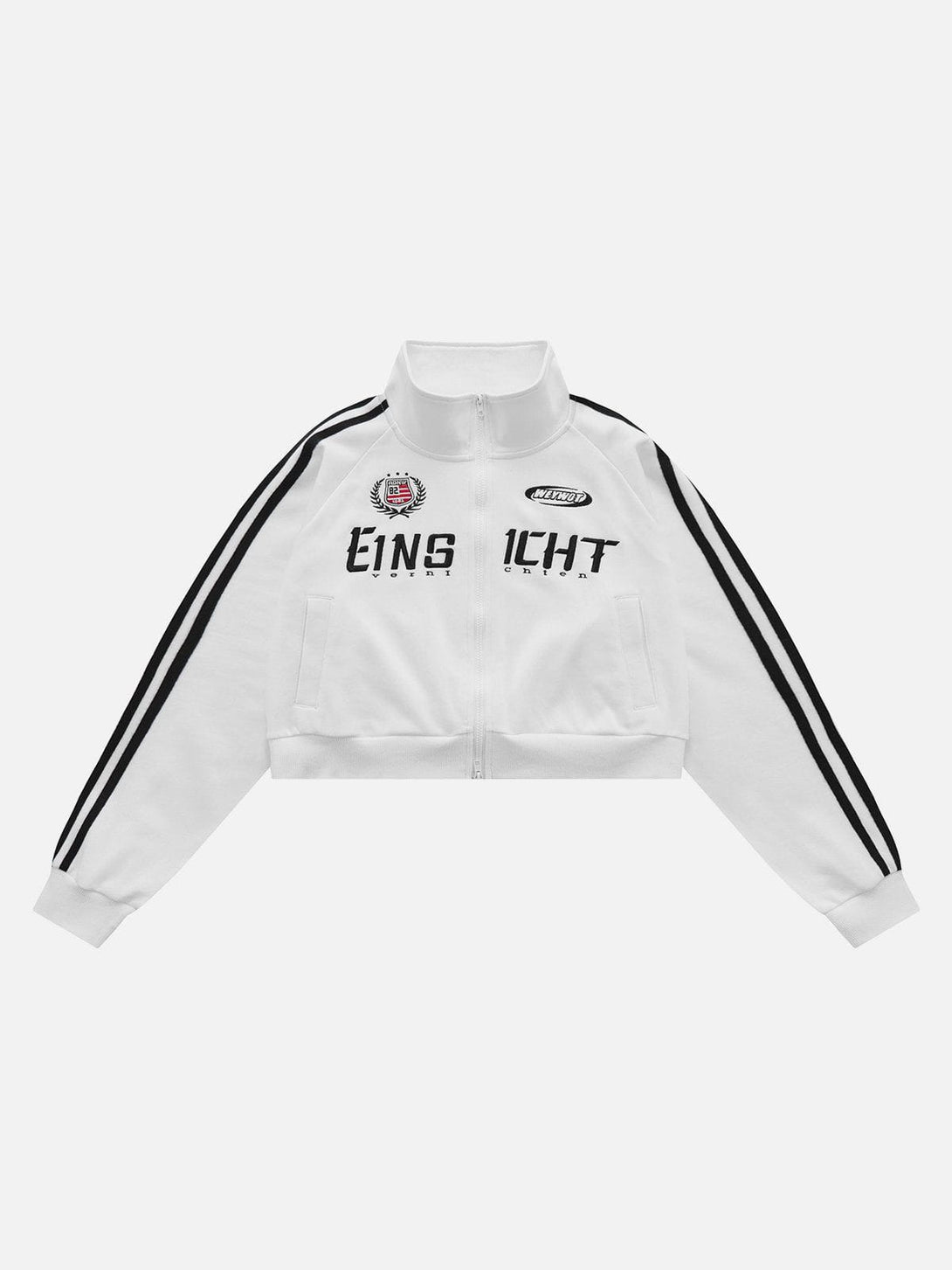 Lacezy - Lettering Embroidery Patchwork Regular Jackets- Streetwear Fashion - lacezy.com