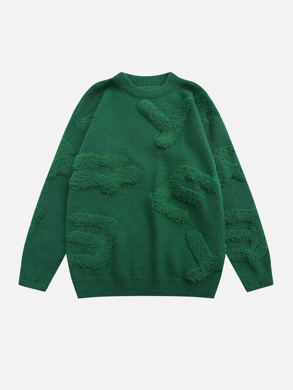 Lacezy - Letters Jacquard Sweater- Streetwear Fashion - lacezy.com