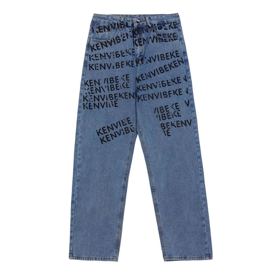 Lacezy - Letters Printing Jeans- Streetwear Fashion - lacezy.com