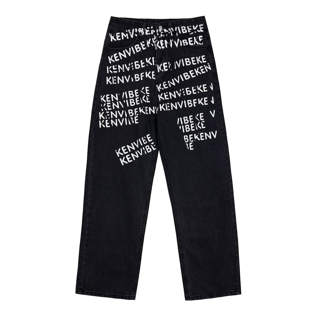 Lacezy - Letters Printing Jeans- Streetwear Fashion - lacezy.com