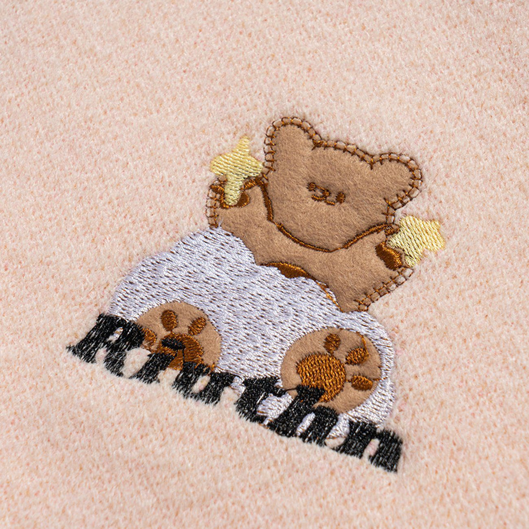 Lacezy - Little Bear Badge Stitching Knit Sweater- Streetwear Fashion - lacezy.com