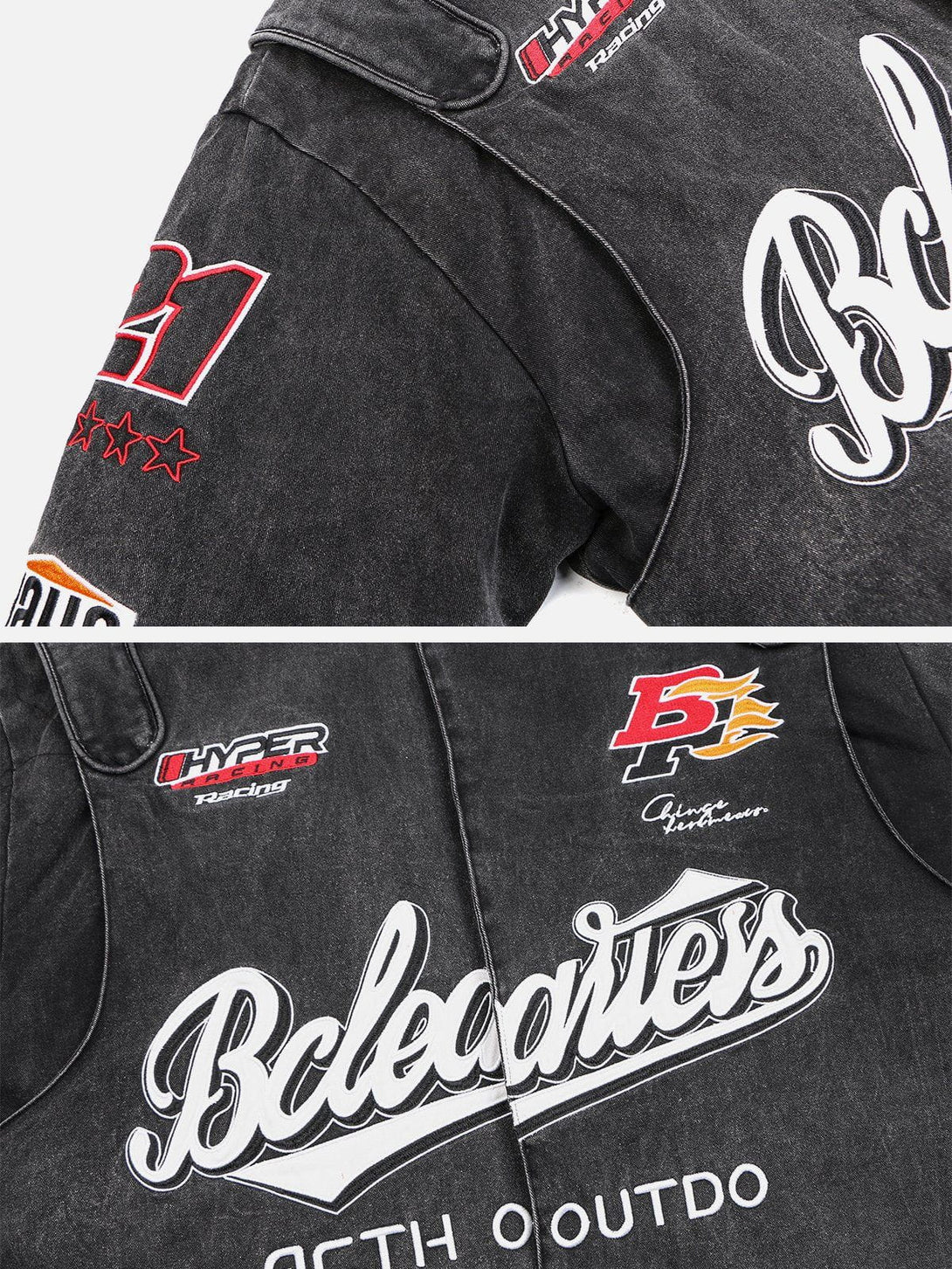 Lacezy - Locomotives Embroidered Labels Winter Coat- Streetwear Fashion - lacezy.com