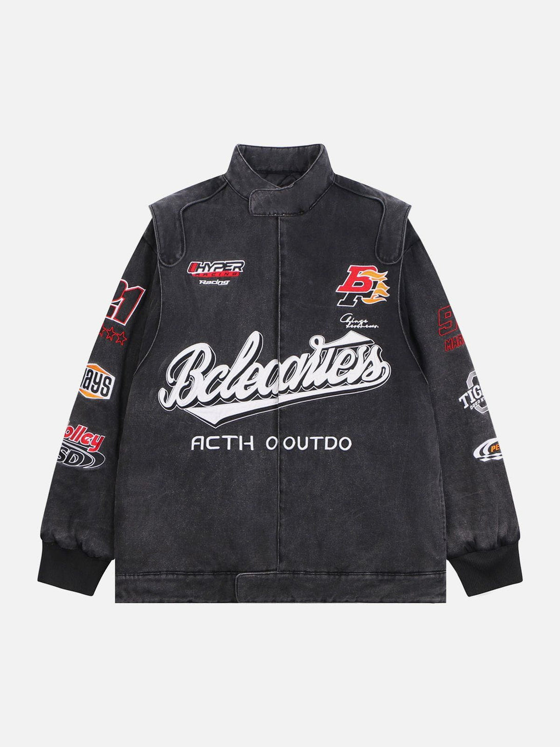 Lacezy - Locomotives Embroidered Labels Winter Coat- Streetwear Fashion - lacezy.com