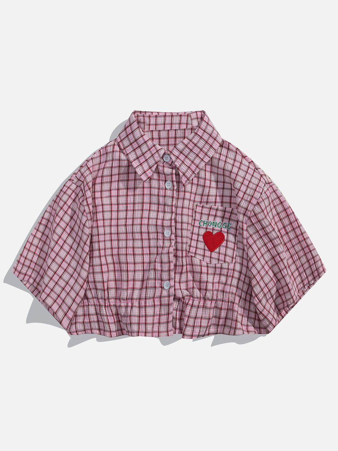 Lacezy - Love Embroidered Plaid Tee- Streetwear Fashion - lacezy.com