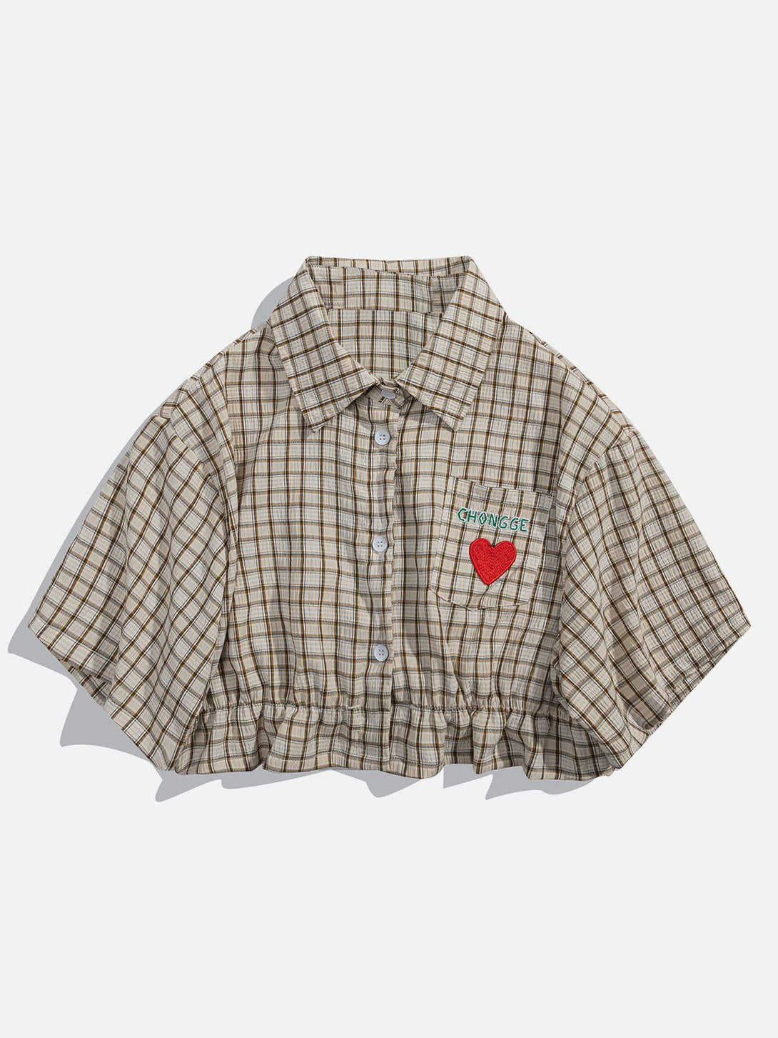 Lacezy - Love Embroidered Plaid Tee- Streetwear Fashion - lacezy.com