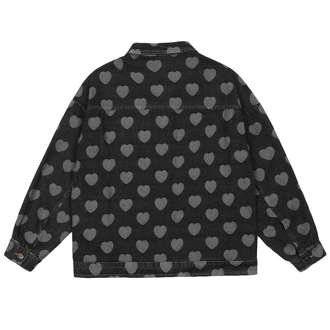 Lacezy - Love Embroidered Pocket Denim Jacket- Streetwear Fashion - lacezy.com