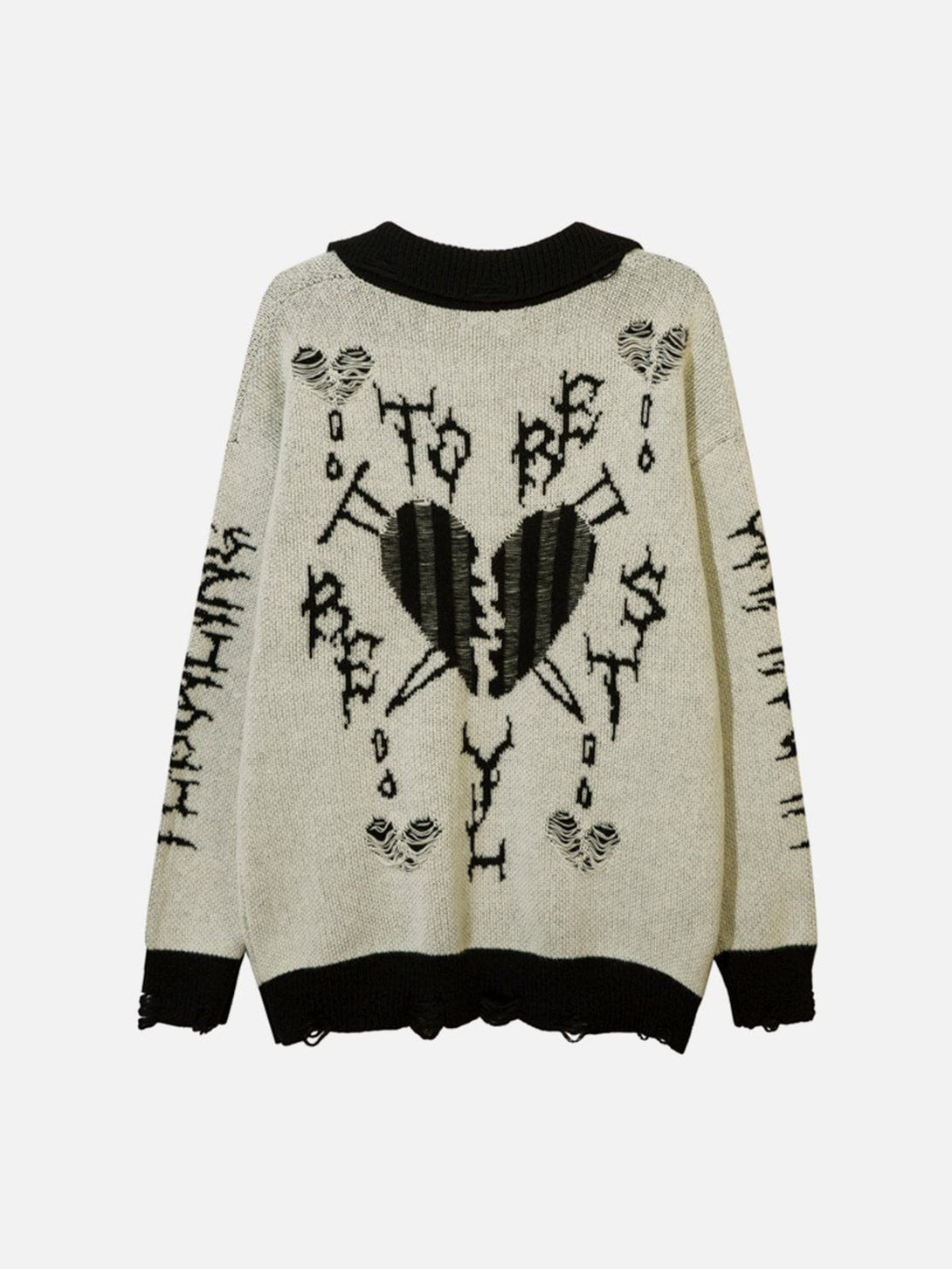 Lacezy - Love Embroidery Polo Collar Sweater- Streetwear Fashion - lacezy.com