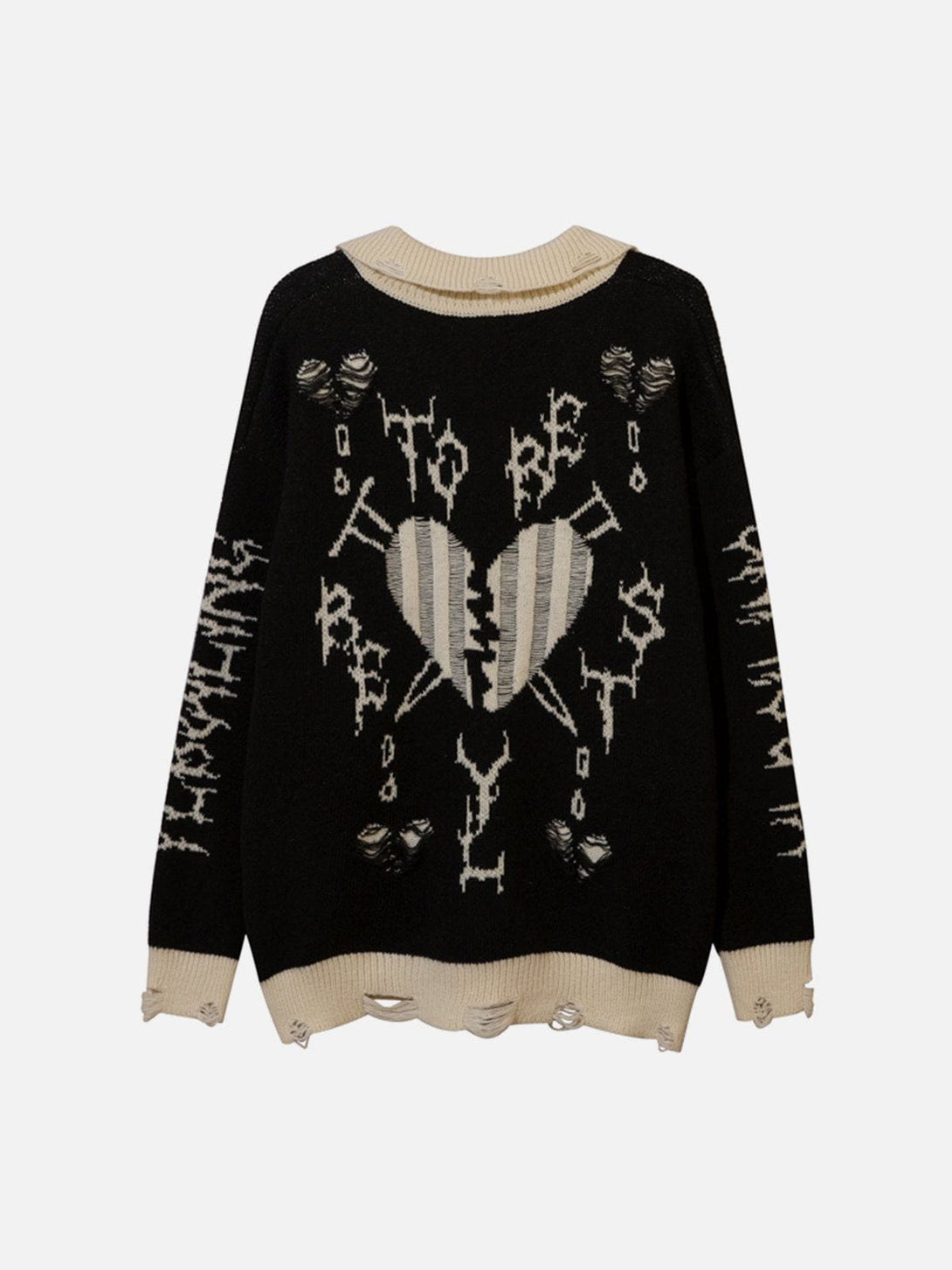 Lacezy - Love Embroidery Polo Collar Sweater- Streetwear Fashion - lacezy.com