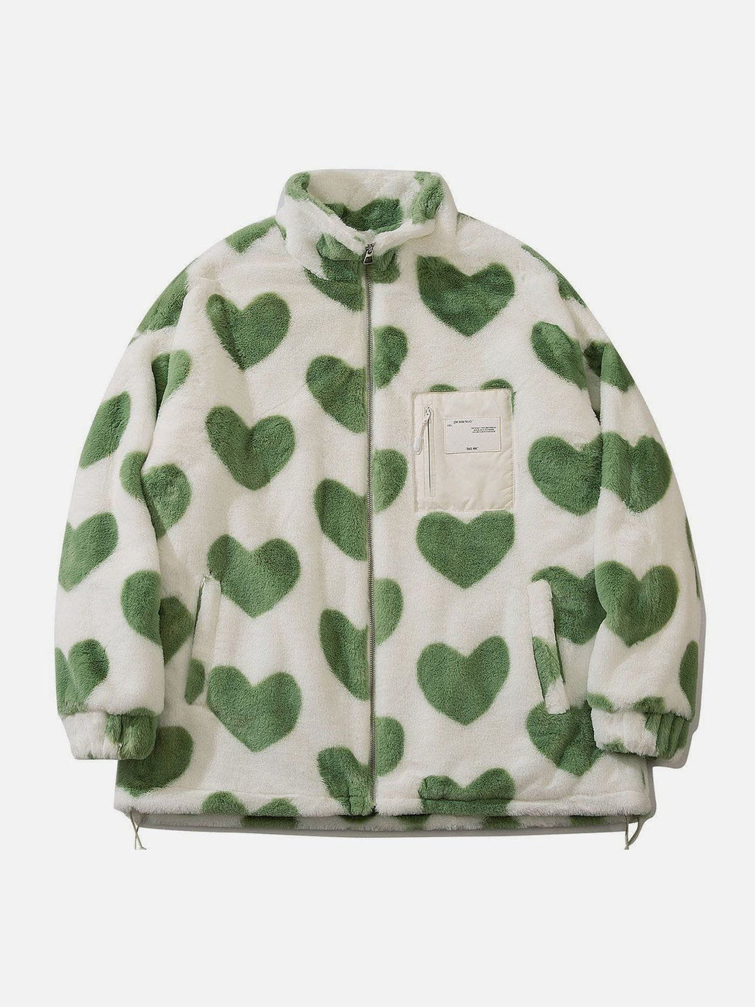 Lacezy - Love Pattern Full-print Plush Winter Coat- Streetwear Fashion - lacezy.com