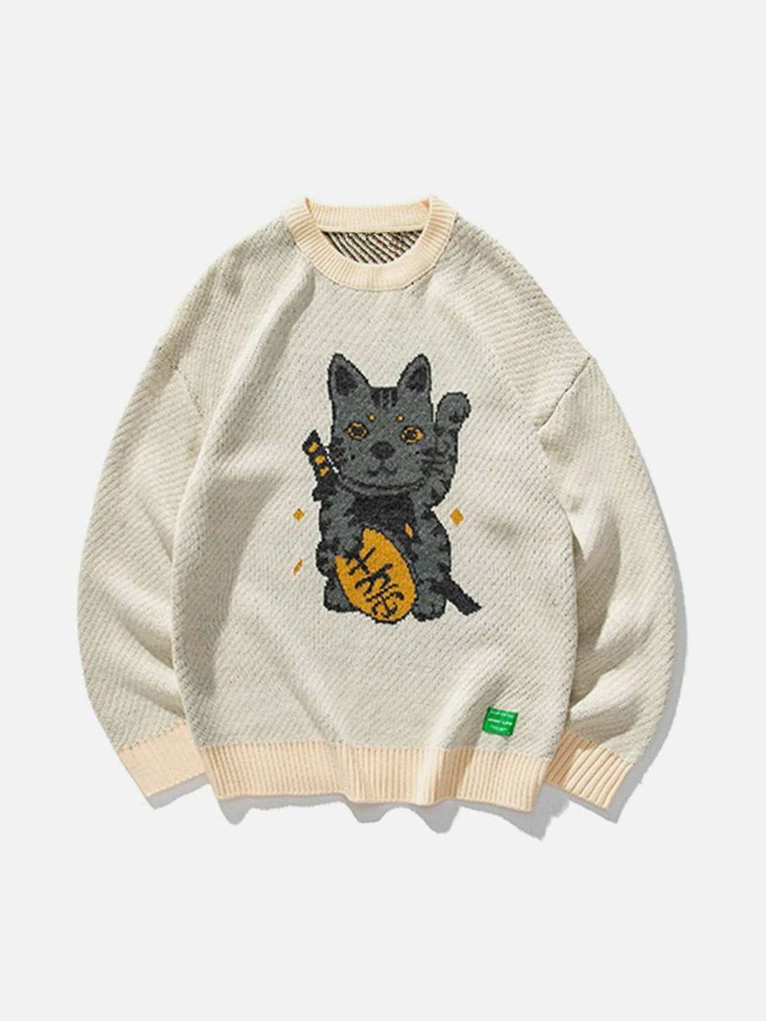 Lacezy - Lucky Cat Knit Sweater- Streetwear Fashion - lacezy.com