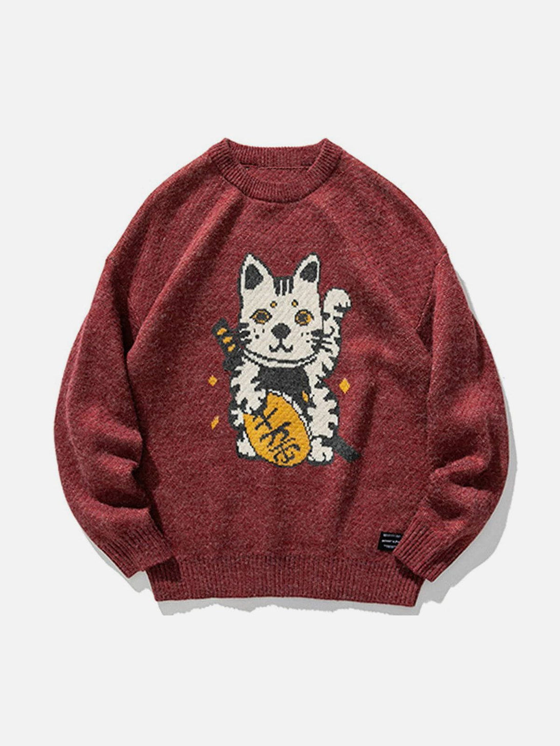 Lacezy - Lucky Cat Knit Sweater- Streetwear Fashion - lacezy.com