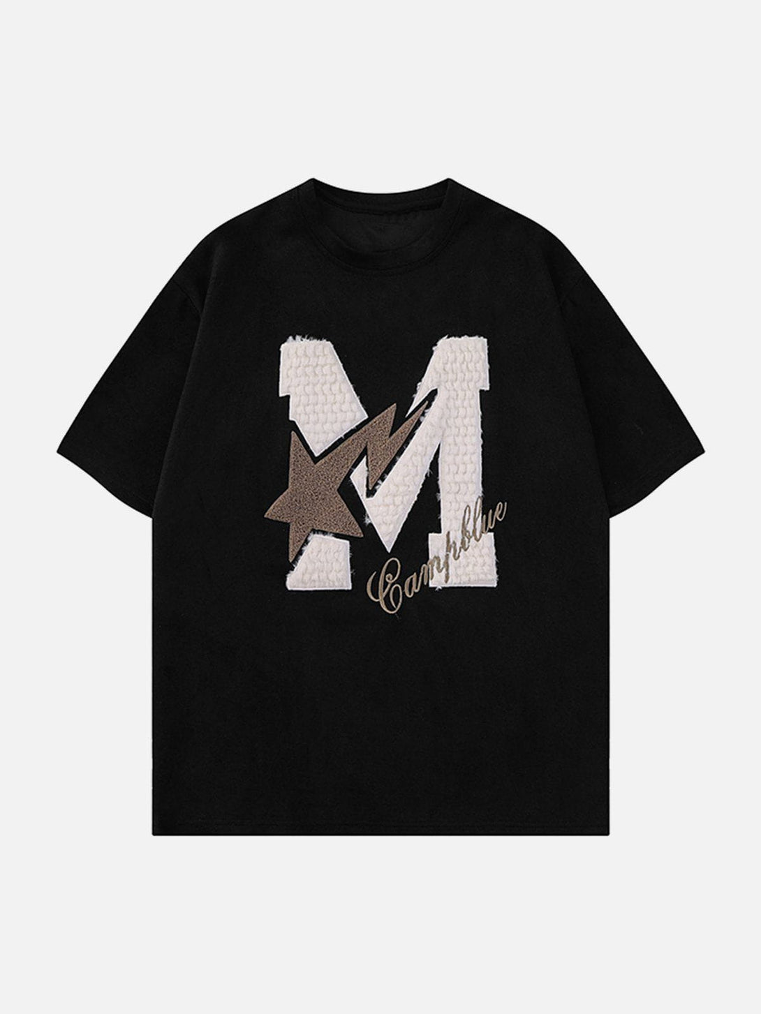 Lacezy - M Letter Star Embroidery Tee- Streetwear Fashion - lacezy.com