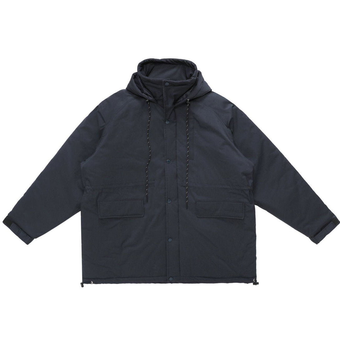 Lacezy - Mid-length Multi-Pocket with Hood Winter Coat- Streetwear Fashion - lacezy.com