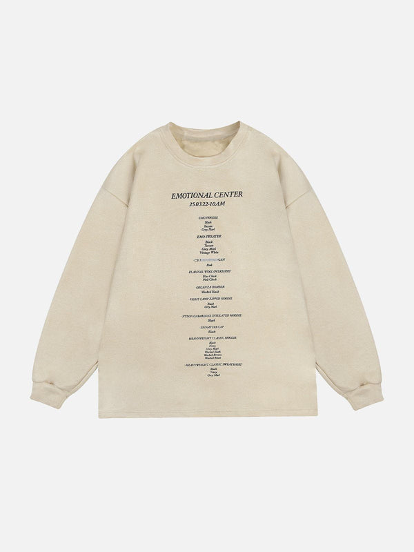 Lacezy - Minimalist Printed Suede Sweatshirt- Streetwear Fashion - lacezy.com