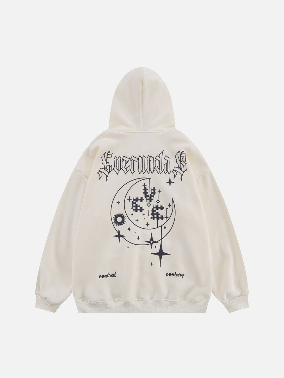 Lacezy - Moon Letter Print Hoodie- Streetwear Fashion - lacezy.com