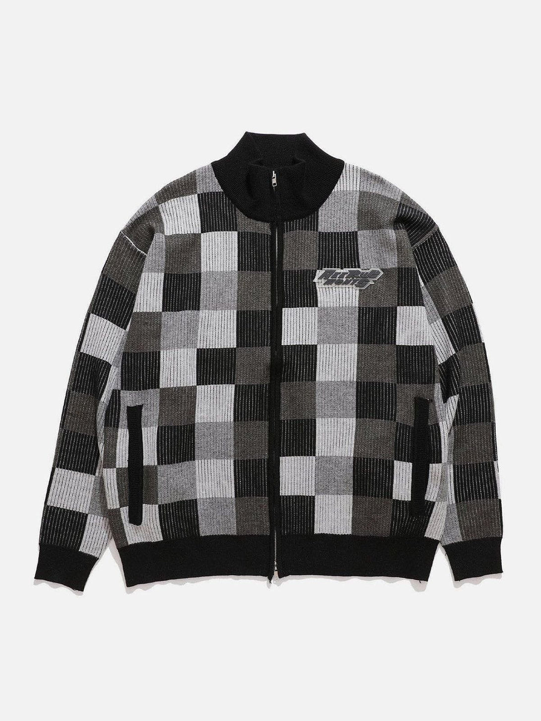 Lacezy - Mosaic Plaid Cardigan- Streetwear Fashion - lacezy.com