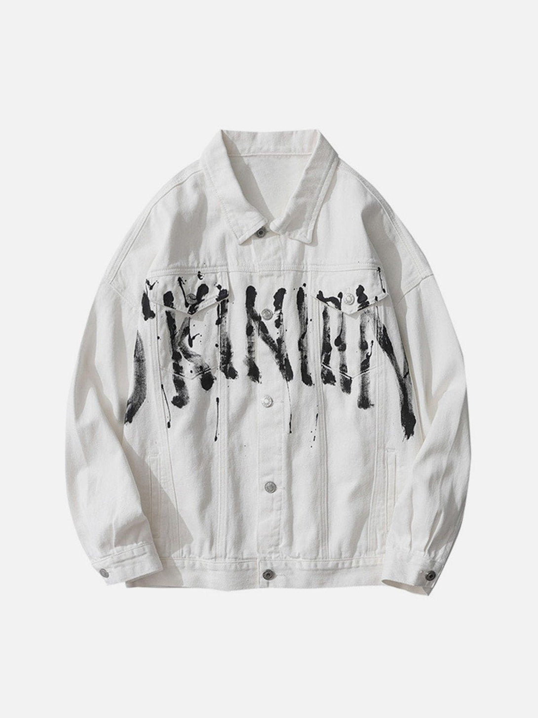 Lacezy - Mottled Letter Print Jacket- Streetwear Fashion - lacezy.com