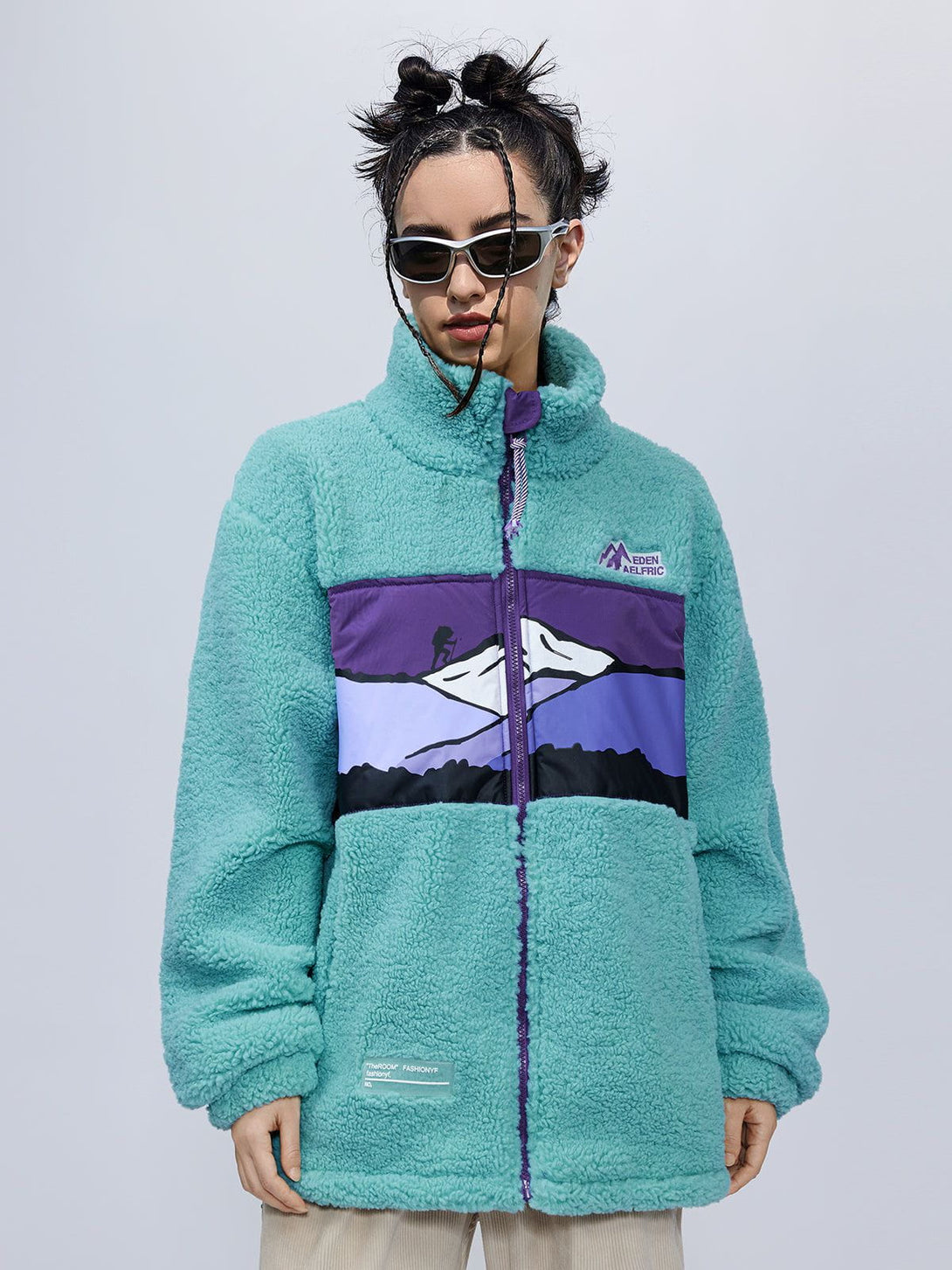 Lacezy - Mountains Patchwork Sherpa Coat- Streetwear Fashion - lacezy.com