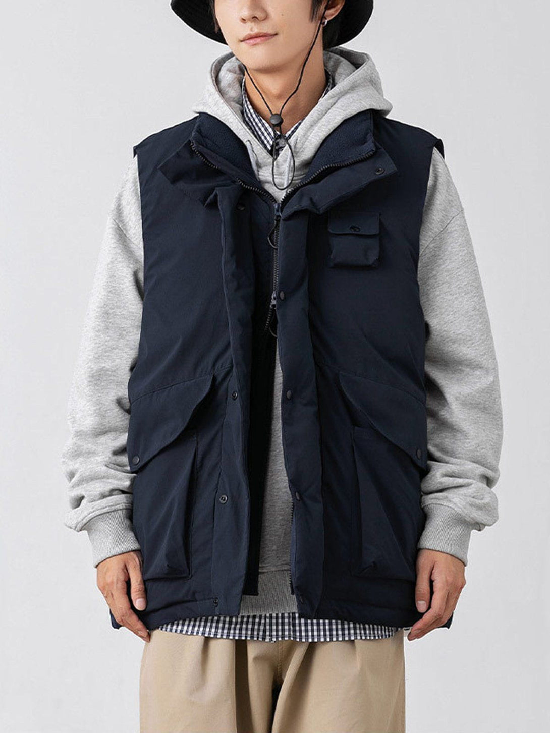 Lacezy - Multi-Pocket Cargo Gilet- Streetwear Fashion - lacezy.com