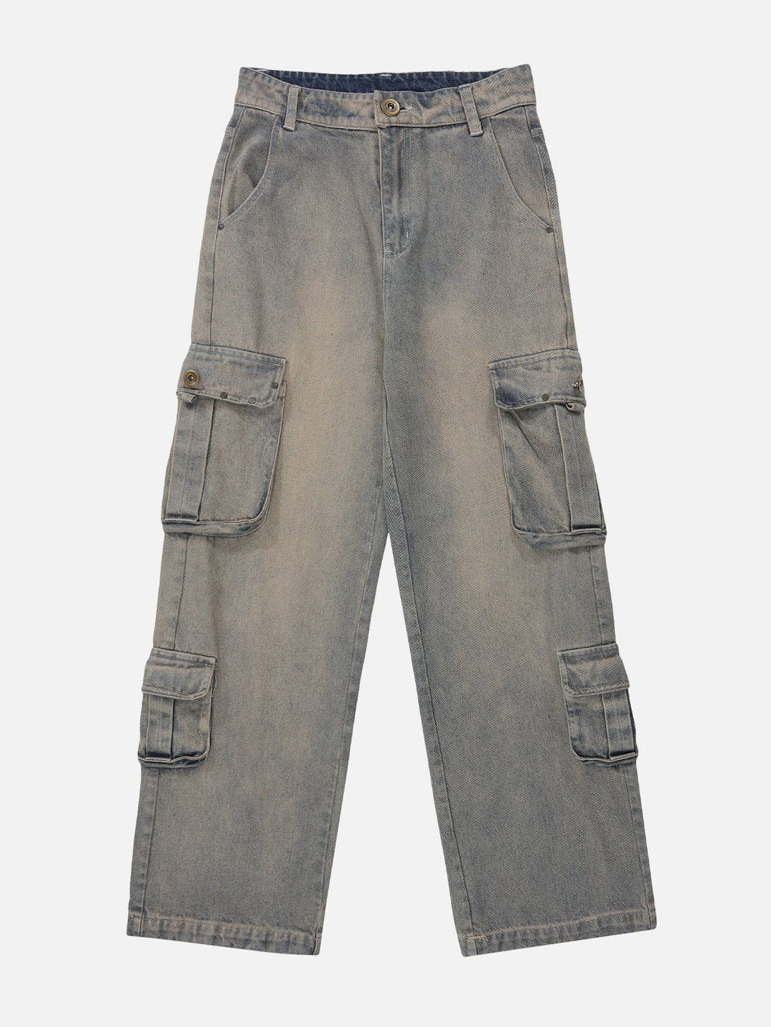 Lacezy - Multi-pocket Washed Design Jeans- Streetwear Fashion - lacezy.com