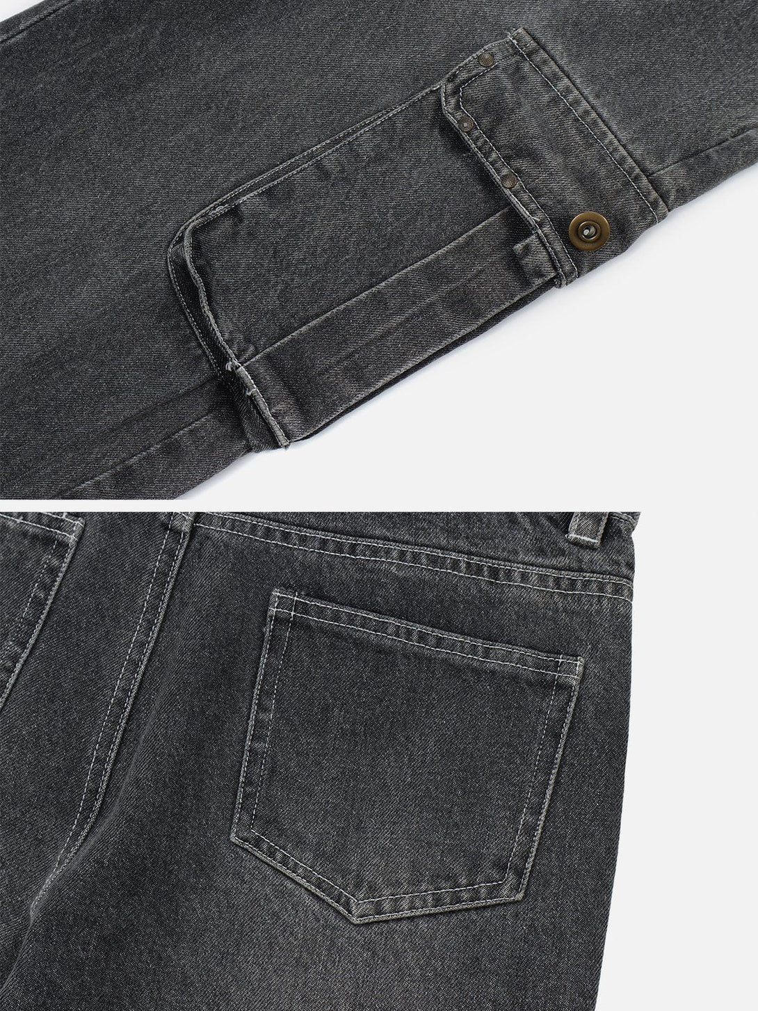 Lacezy - Multi-pocket Washed Design Jeans- Streetwear Fashion - lacezy.com